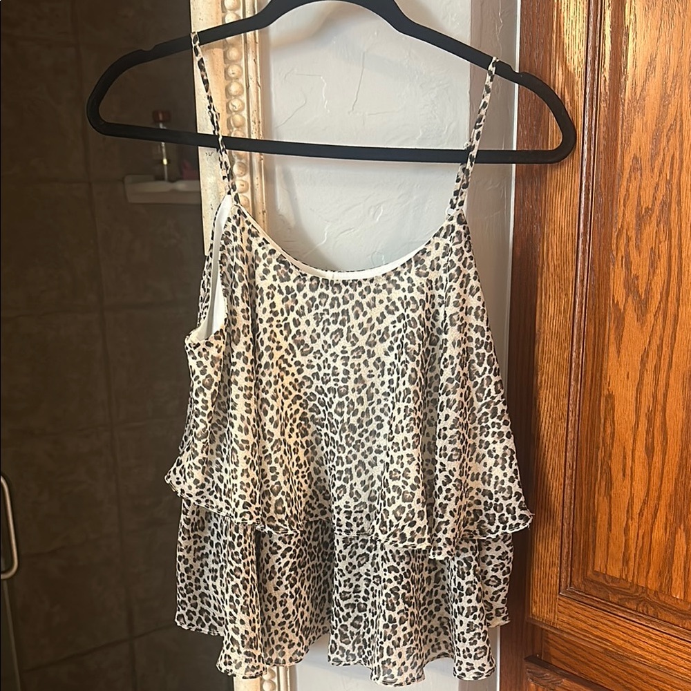 She + Sky Cream Ruffled Tiered Camisole
